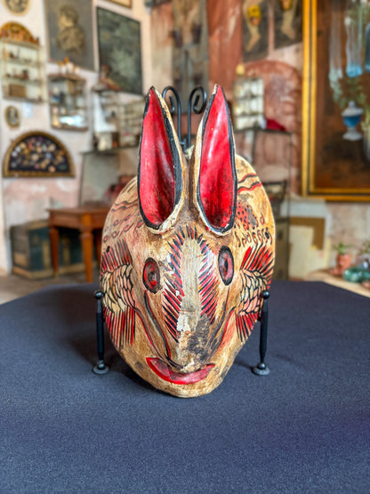 Handcrafted carved wood chimera dance mask for the Dance of the Fishermen, Alto Balsas Guerrero Mexico, Mexican folk art